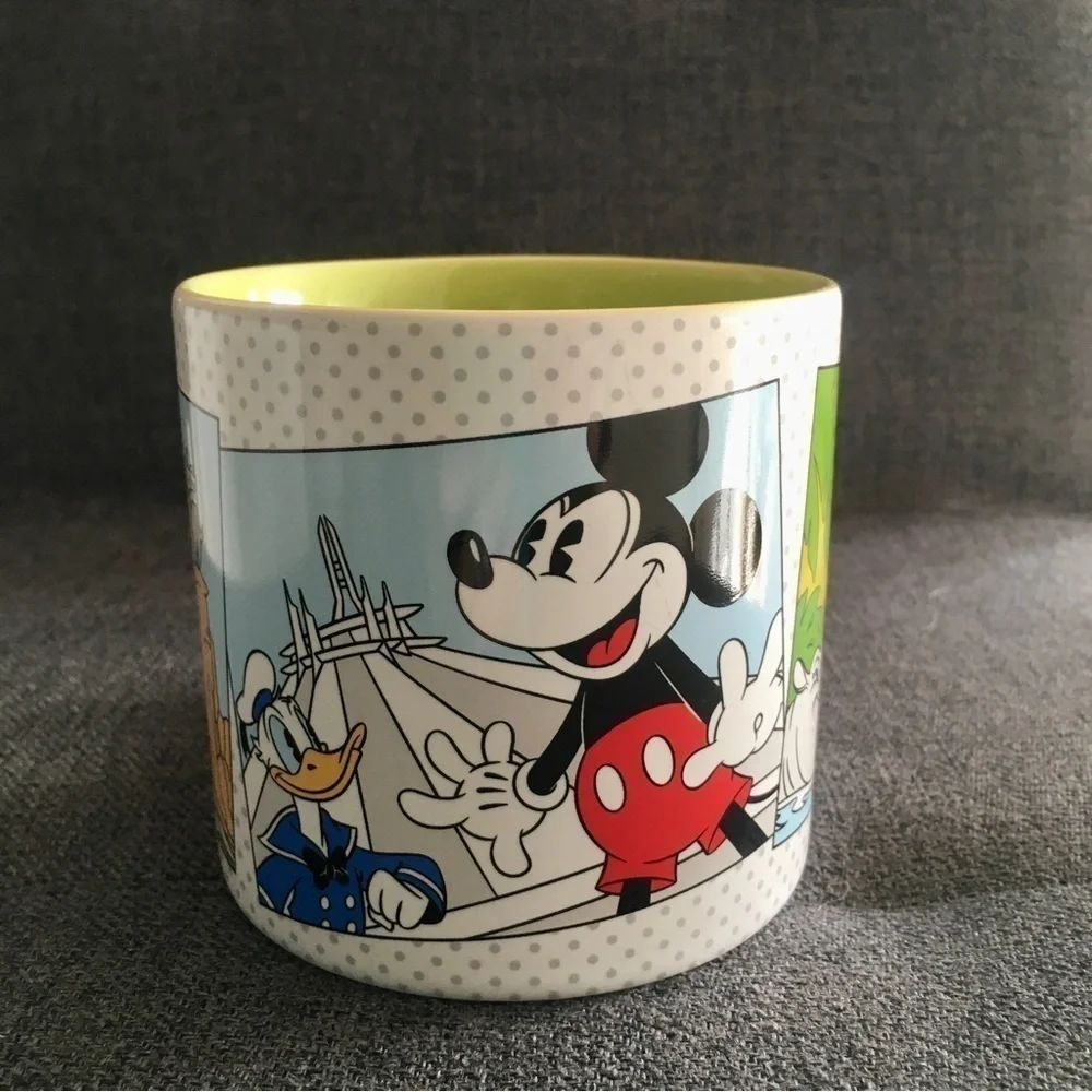 Disney Characters Mug White Lime Green 15 oz
